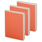 Pakket van 5x stuks notitieblokje oranje met zachte kaft en plastic hoes 10 x 13 cm - 100x blanco paginas - opschrijfboekjes