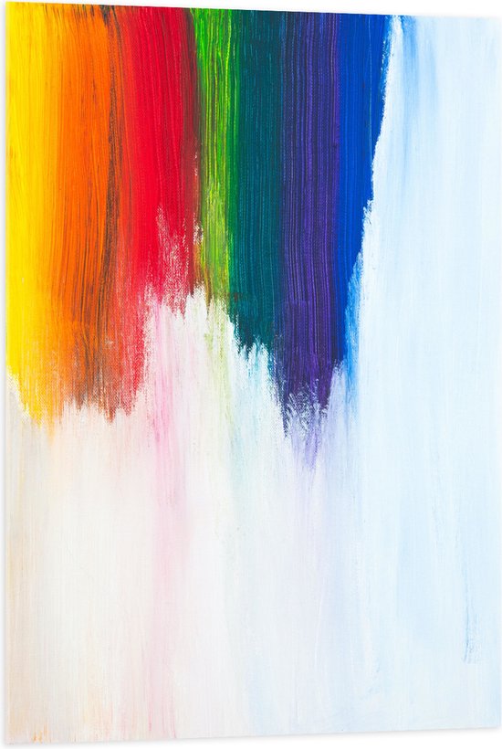 Acrylglas - Verfstrepen in de Kleuren van de Regenboog - 70x105 cm Foto op Acrylglas (Wanddecoratie op Acrylaat)