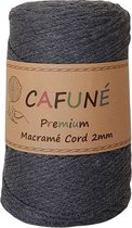 Cafuné Macrame koord - Premium -2mm-Antraciet-230m-250-Gevochten koord-Gerecycled katoen-Koord-Macrame-Haken-Touw-Garen