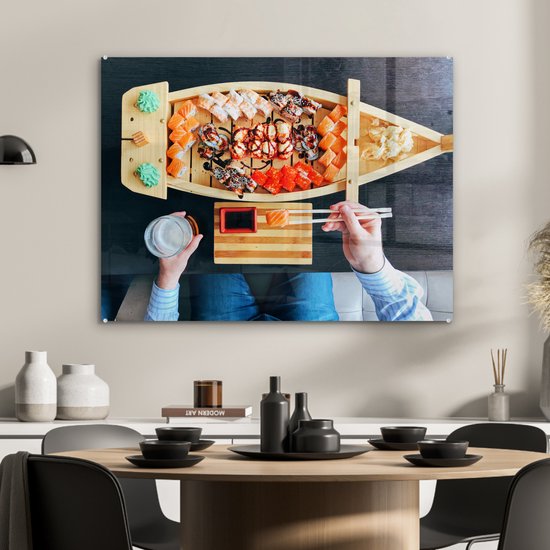 Peinture sur Verre - Sushi au Restaurant Japonais - 80x60 cm - Peintures sur Verre Peintures - Photo sur Glas