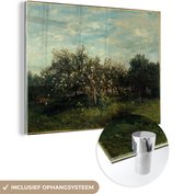 MuchoWow® Glasschilderij - Apple Blossoms - Schilderij van Charles-François Daubigny - 120x90 cm - Acrylglas Schilderijen - Foto op Glas