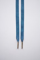 Schoenveters plat - blauw denim jeans - 120cm met zilveren stiften veters voor wandelschoenen, werkschoenen en meer
