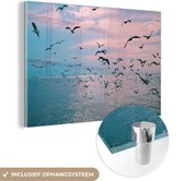 MuchoWow® Glasschilderij 30x20 cm - Schilderij acrylglas - Vogel - Lucht - Water - Foto op glas - Schilderijen
