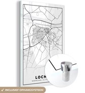 MuchoWow® Glasschilderij 80x120 cm - Schilderij acrylglas - Lochem - Stadskaart - Kaart - Zwart Wit - Plattegrond - Nederland - Foto op glas - Schilderijen