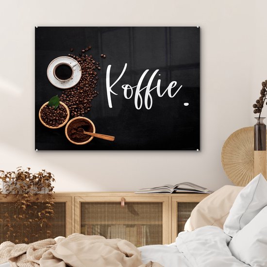 MuchoWow® Peinture sur verre 80x60 cm - Peinture sur verre acrylique - Dictons - Café - Citations - Photo sur verre - Peintures