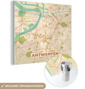 MuchoWow® Peinture sur verre - Anvers - Plan de la ville - Carte - Plan d'étage - Anvers - 90x90 cm - Peintures sur verre acrylique - Photo sur Glas