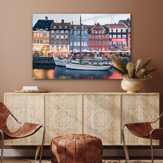Copenhagen by night Glass 90x60 cm - Tirage photo sur verre (Décoration murale en plexiglas)
