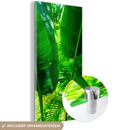 MuchoWow® Glasschilderij 40x80 cm - Schilderij acrylglas - Tropische bladeren in jungle fotoprint - Foto op glas - Schilderijen