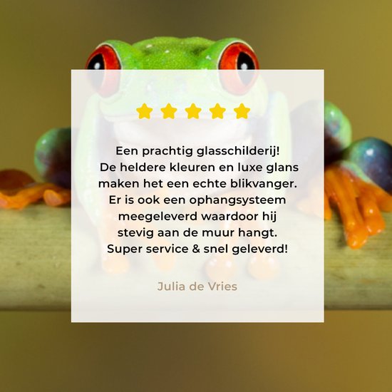 MuchoWow® Peinture sur Verre - Grenouilles - Branche - 40x20 cm - Peintures Acrylique - Photo sur Glas