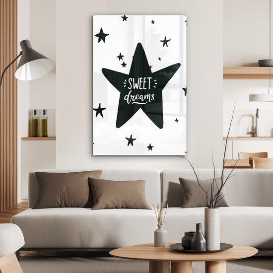 MuchoWow® Peinture sur verre 60x90 cm - Peinture sur verre acrylique - Citation - Étoiles - Enfant - Garçons - Filles - Bébé - Photo sur verre - Peintures