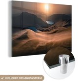 MuchoWow® Glasschilderij 120x80 cm - Schilderij acrylglas - Oase in de woestijn - Foto op glas - Schilderijen