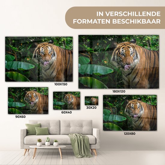 Peinture sur verre - Animaux - Tropical - Tigre - 90x60 cm - Peintures Plexiglas