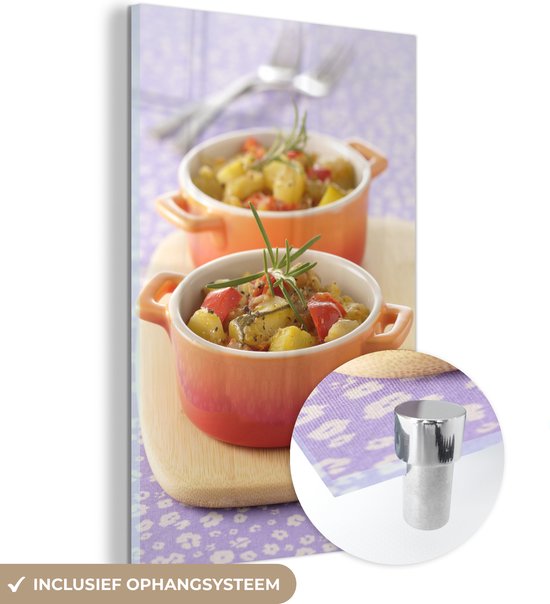 MuchoWow® Peinture sur verre 60x90 cm - Peinture sur verre acrylique - Plats - Légumes - Pan - Photo sur verre - Peintures