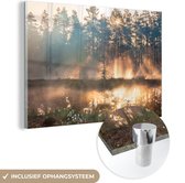 Peinture sur Verre - Lac - Soleil - Arbre - 30x20 cm - Peintures sur Verre Peintures - Photo sur Glas