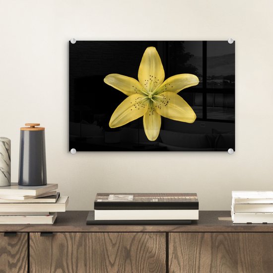 Peinture sur Verre - Lys - Bloem - Jaune - 30x20 cm - Peintures sur Verre Peintures - Photo sur Glas
