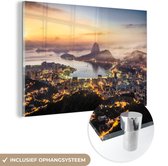 MuchoWow® Glasschilderij 90x60 cm - Schilderij acrylglas - De stad Rio de Janeiro - Foto op glas - Schilderijen
