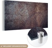 MuchoWow® Glasschilderij 80x40 cm - Schilderij acrylglas - Roest - Metaal - Platen - Foto op glas - Schilderijen