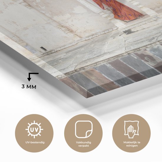 MuchoWow® Peinture sur verre 40x20 cm - Peinture sur verre acrylique - Monastères en Inde - Photo sur verre - Peintures