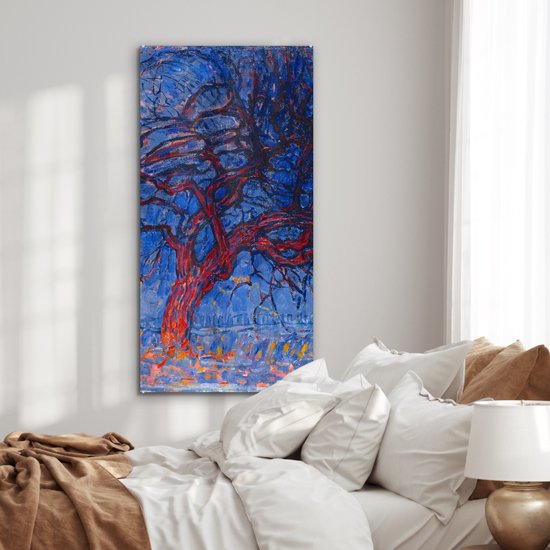MuchoWow® Peinture sur Verre - Arbre Rouge - Piet Mondrian - 60x120 cm - Peintures sur Verre Peintures - Photo sur Glas