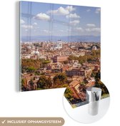 MuchoWow® Glasschilderij 20x20 cm - Schilderij acrylglas - Rome - Berg - Uitzicht - Foto op glas - Schilderijen