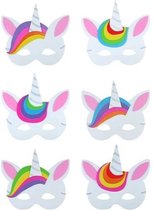 24 Stuks - Mix Unicorn - Eenhoorn Maskers van Foam - Traktatie - Uitdeelcadeautjes - Mix kleur Unicorn Maskers - Jongens & Meisjes