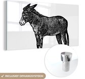 MuchoWow® Glasschilderij 160x80 cm - Schilderij acrylglas - Een illustratie van een zwarte ezel - Foto op glas - Schilderijen