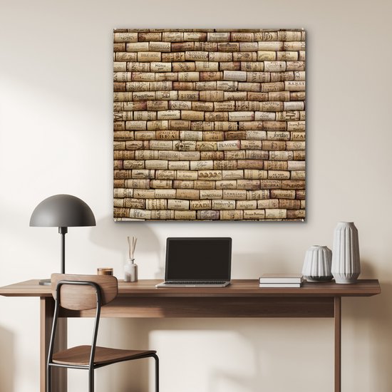 Peinture sur verre MuchoWow® - Bouchons en rangée - 90x90 cm - Peintures sur verre acrylique - Photo sur Glas