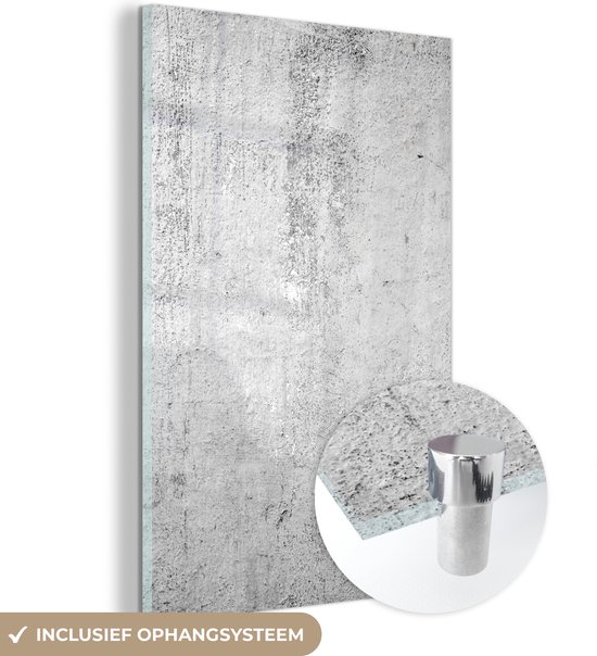 MuchoWow® Peinture sur verre 20x30 cm - Peinture sur verre acrylique - Béton - Grijs - Motif - Vintage - Industriel - Photo sur verre - Peintures