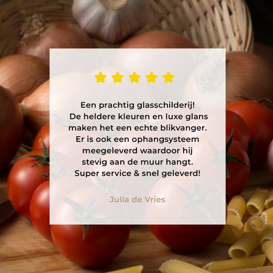 MuchoWow® Tableau sur verre 120x60 cm - Tableau sur verre acrylique - Planche à découper - Légume - Nature morte - Pâtes - Oignon - Tomate - Planche à découper - Photo sur verre - Décoration murale salon - Décoration murale chambre - Peintures