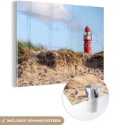 MuchoWow® Peinture sur verre 80x60 cm - Peinture sur verre acrylique - Plage - Phare - Dune - Photo sur verre - Décoration murale salon - Décoration murale chambre - Peintures