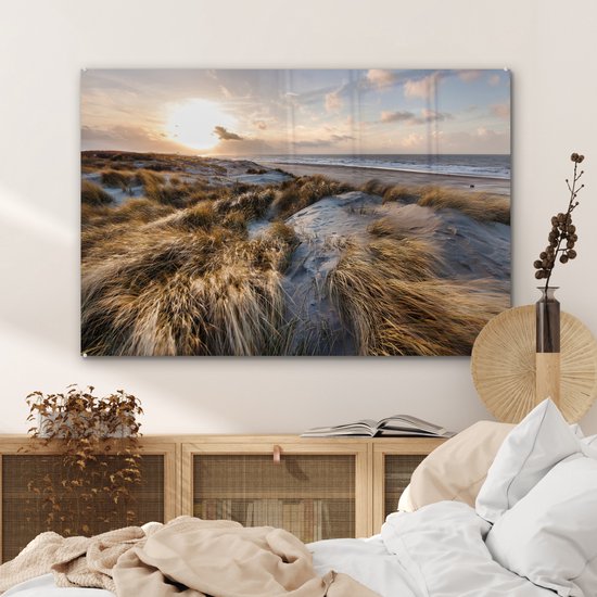 MuchoWow® Peinture sur verre 120x80 cm - Peinture sur verre acrylique - Plage - Mer - Scheveningen - Nederland - Photo sur verre - Peintures