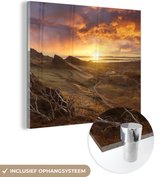 MuchoWow® Glasschilderij 20x20 cm - Schilderij acrylglas - Weg in Schotland - Foto op glas - Schilderijen