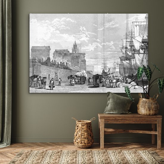 Peinture sur Verre - Un Dessin Vintage du Port de Liverpool - 180x120 cm - Peintures sur Verre Peintures - Photo sur Glas