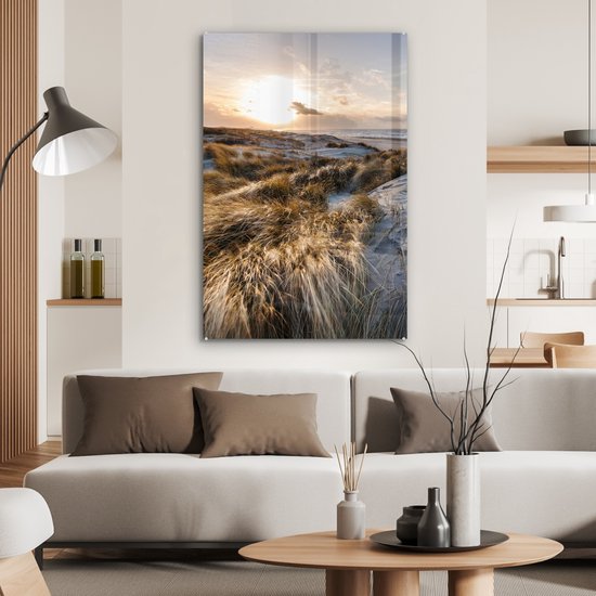 MuchoWow® Peinture sur verre 80x120 cm - Peinture sur verre acrylique - Plage - Mer - Scheveningen - Nederland - Photo sur verre - Peintures