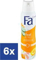 Fa Fresh & Free Komkommer & Meloen Deo Spray - 6 x 150 ml