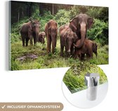 MuchoWow® Glasschilderij 160x80 cm - Schilderij acrylglas - Wilde olifanten - Foto op glas - Schilderijen