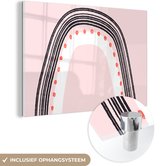 MuchoWow® Peinture sur verre 60x40 cm - Peinture sur verre acrylique - Arc-en-ciel - Minimalisme - Rose - Photo sur verre - Peintures