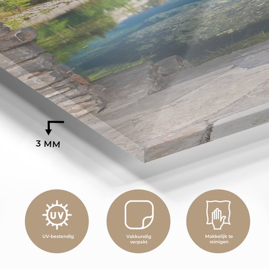 MuchoWow® Peinture sur verre 20x30 cm - Tableau acrylique verre - Perspective - Berg - Paysage - Eau - Photo sur verre - Décoration murale salon - Décoration murale chambre - Tableaux