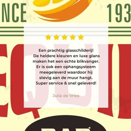 MuchoWow® Peinture sur Verre - Tequila - Vintage - Billboard - 40x30 cm - Peintures sur Verre Acrylique - Photo sur Glas