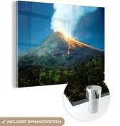 MuchoWow® Glasschilderij 40x30 cm - Schilderij acrylglas - Mount Merapi - Foto op glas - Schilderijen