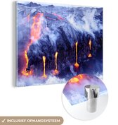MuchoWow® Glasschilderij 120x90 cm - Schilderij acrylglas - Kilauea lava stroom - Foto op glas - Schilderijen