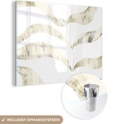 MuchoWow® Glasschilderij 40x30 cm - Schilderij acrylglas - Bladeren - Pastel - Design - Foto op glas - Schilderijen