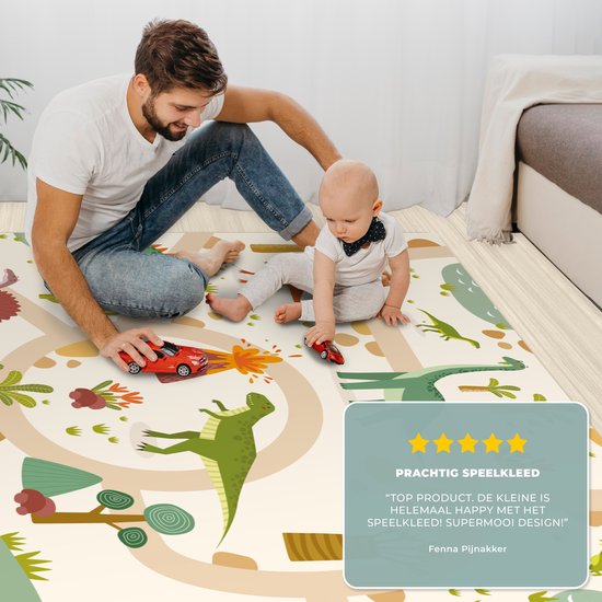 LetsPlaymats® Speelmat baby kinderen - Dino - Groen - Natuur - Kinderen - Design - Speelkleed van vinyl - Speeltapijt - Antislip - 120x180 cm van LetsPlaymats® — afbeelding 4