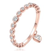 Dames Ring Rose kleurig Verguld met Zirkonia en Hartje-16mm
