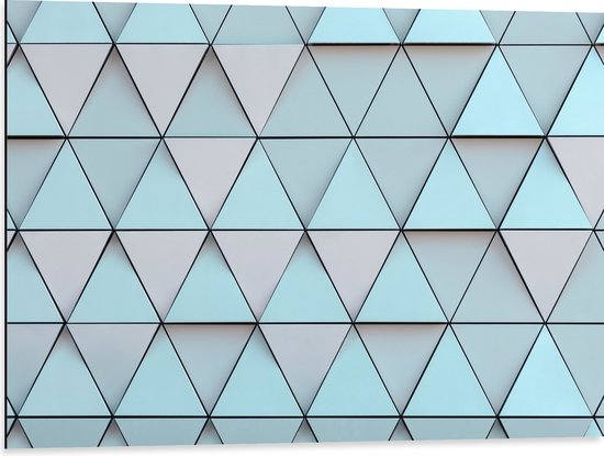 Dibond - Geometrisch Ruit Patroon in Blauwe Kleur - 80x60 cm Foto op Aluminium (Met Ophangsysteem)