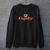 Zwarte Koningsdag Trui Kingsday Crown 2 Kleuren - Maat XXL - Uniseks Pasvorm - Oranje Feestkleding
