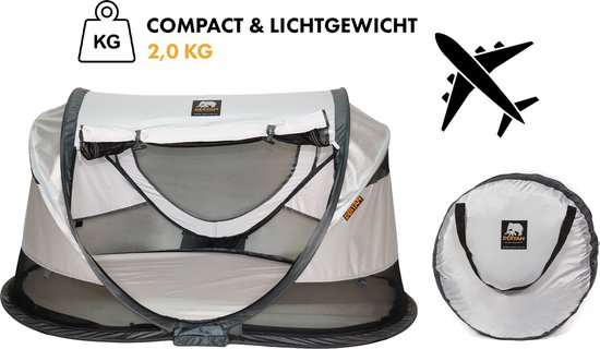 Deryan Shane Luxe 2023 Campingbedje - Baby tent - Anti-UV 50+ - Peuterbed - Silver