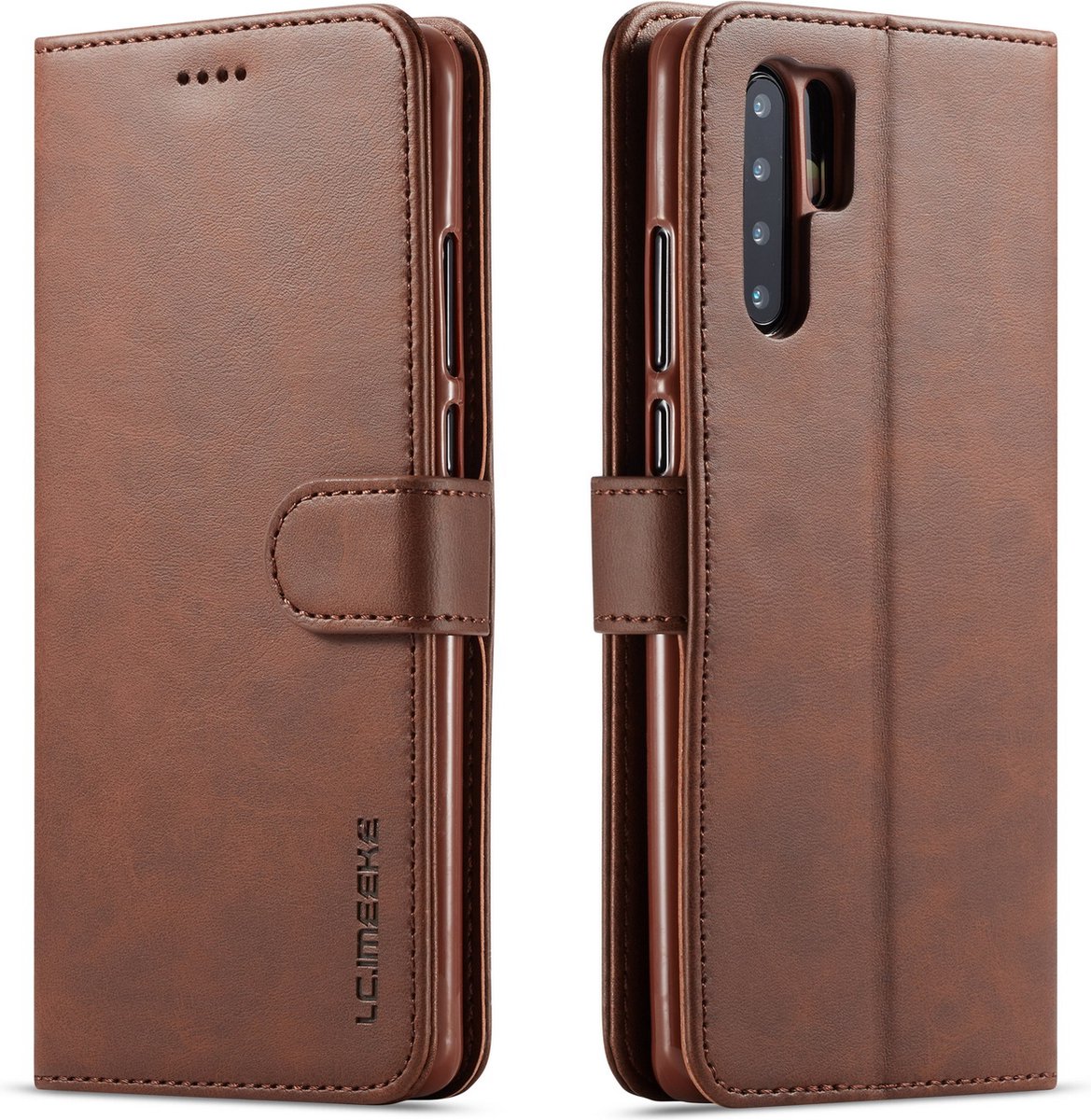 Bookcase Geschikt voor Huawei P30 Pro - Donkerbruin - Pasjeshouder - Portemonnee Hoesje