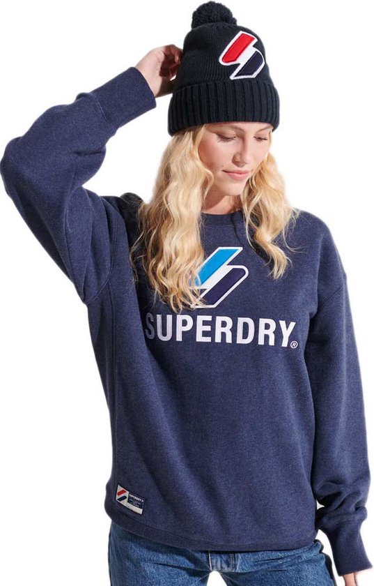SUPERDRY Code Logo Apq Os Crew Sweat à capuche Femme - Blue Princedom Marl - M/L