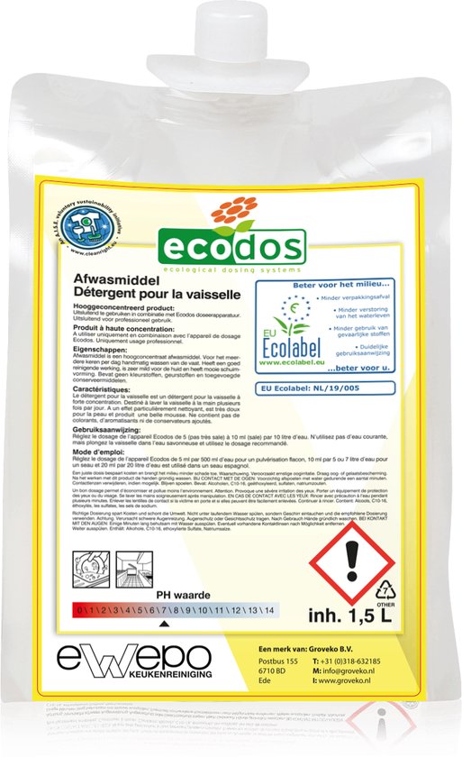 Ewepo Ecodos Easy afwasmiddel 2x1,5 L. | bol